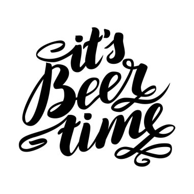 Bu bira zamanı geldi. Geleneksel Alman Oktoberfest bier Festivali. Vektör çizilmiş fırça illüstrasyon izole beyaz yazı