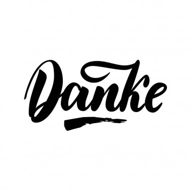 Almanca teşekkür ederim. Vektör hat. Danke poster veya kart. Beyaz arka plan Gri harfler. Çizilmiş yazı.