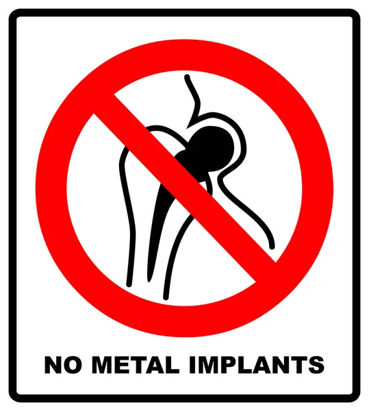 Sin artículos metálicos ni relojes, sin acceso para personas con signos de implantes metálicos — Vector de stock