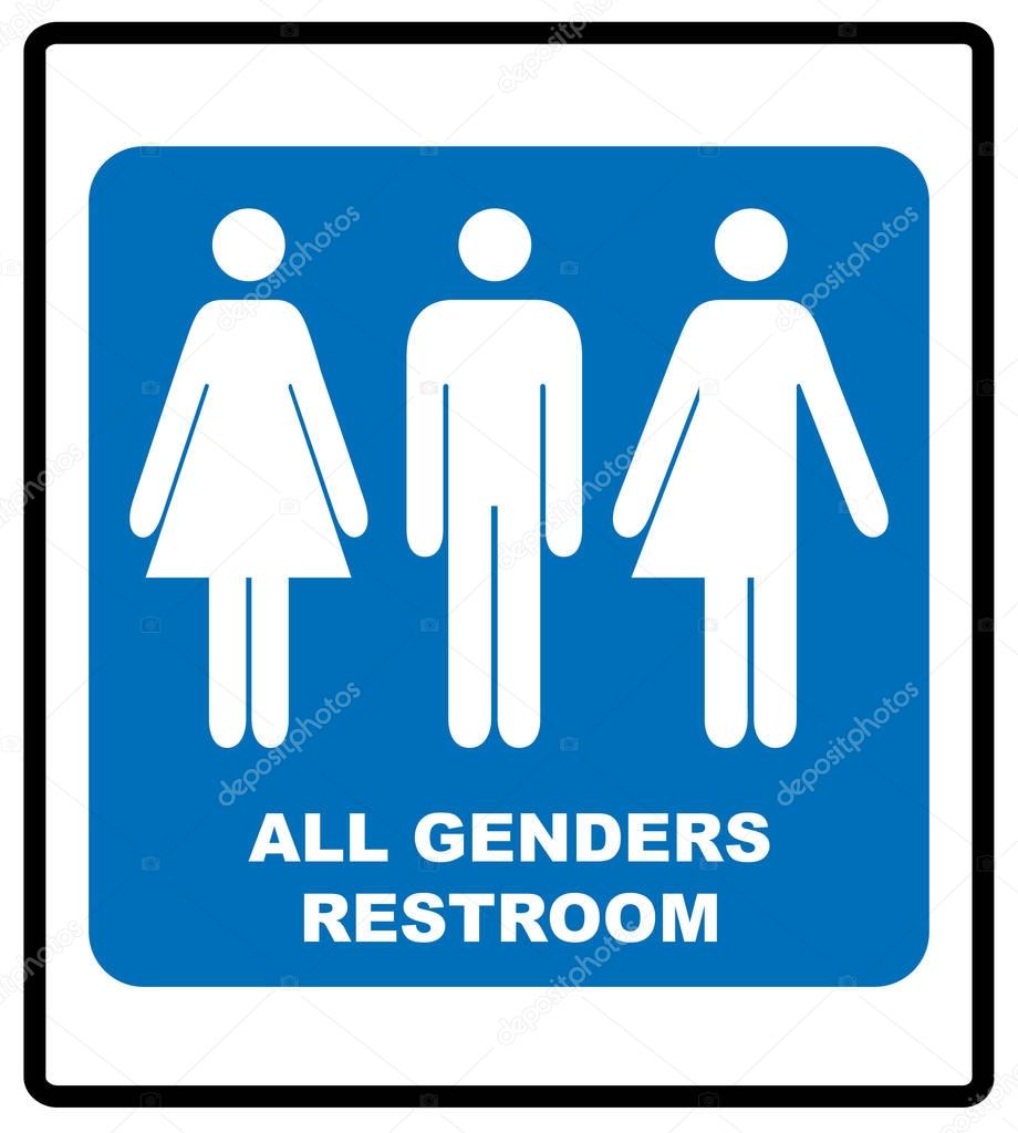All gender restroom sign. Male, female transgender. Vector illustration.