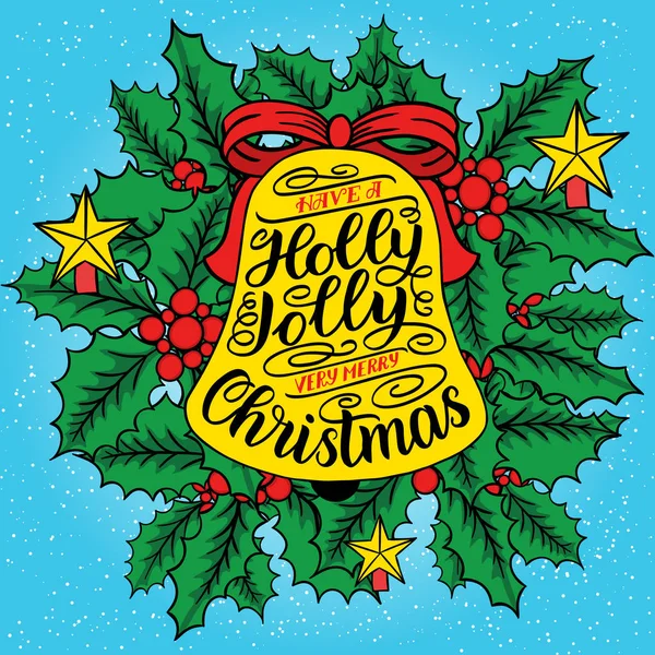 Merhaba var mutlu Noeller. Tebrik kartı Noel ağacı şeklinde yazı el. Vintage tipografi vektör tasarımı. — Stok Vektör