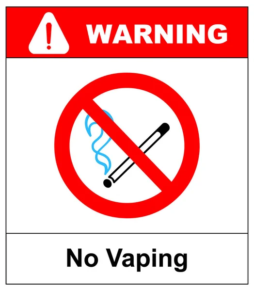 Pas de signe de vapotage. Ne fumez pas de symbole électronique de cigarette. Illustration vectorielle isolée sur blanc. Avertissement icône rouge interdite pour les lieux publics, prêt à l'emploi — Image vectorielle