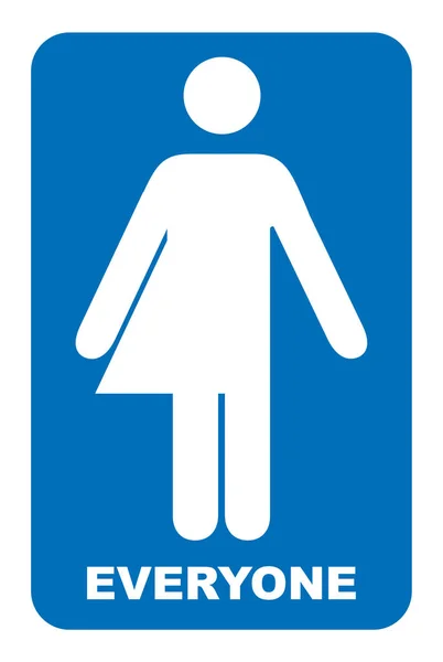 Kön neutrala tecken. Transpersoner restroom sign. Vektorillustration. Blå symbol isolerade på vitt. Obligatoriska banner. Toalett för alla — Stock vektor