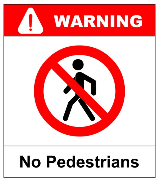 No hay acceso para peatones señal de prohibición, ilustración vectorial. Rojo prohibido símbolo de advertencia aislado en blanco. Pictograma simple negro — Vector de stock
