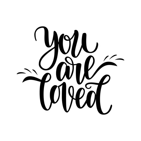 Escrito a mano eres la frase amada. Tarjeta vectorial para el día de San Valentín, 14 de febrero. Ilustración vectorial aislada en blanco. Diseño de letras de pincel, listo para imprimir . — Vector de stock