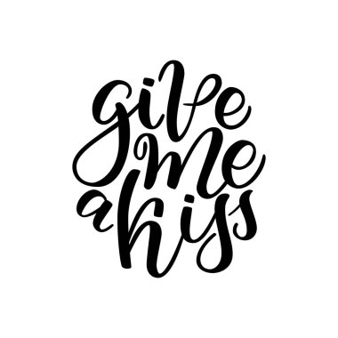 Elle çizilmiş tebrik kartı vektör - öp beni. Hat afiş. El yazı illüstrasyon. Sevgililer günü tasarım. Vektör çizim üzerinde beyaz izole