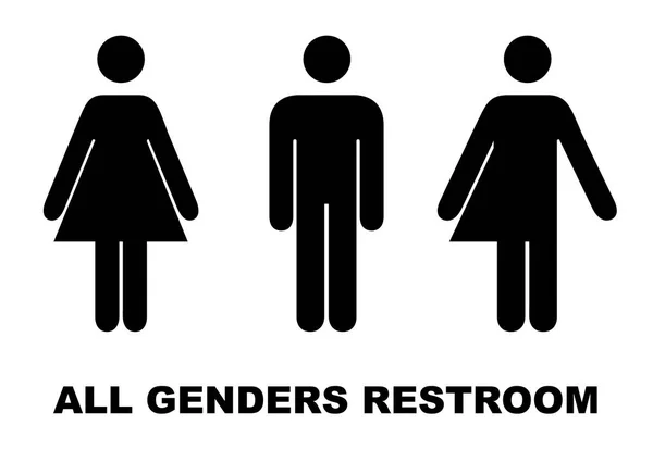 Alle Geschlechter Toilettenzeichen. männlich, weiblich transgender. Vektorillustration. — Stockvektor