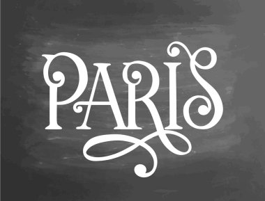 Paris Fransa tebeşir Fransız ifade kara tahta blackboard yazı. Handdrawn metin, yazı tahtası, tebeşir vektör. Tipografik kara tahta poster
