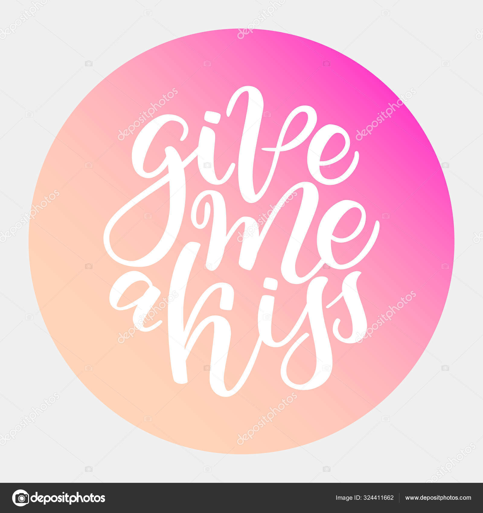 手描きグリーティングカード キスをしてください 書道ポスター 手書きのイラスト バレンタインデーのデザイン ピンクのグラデーションの背景のイラスト ストック写真 C Merly69