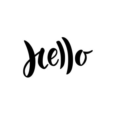 Hello Hand harfli kelime. Modern fırça harfleri beyaza izole edilmiş. Tebrik kartı, poster, etiket, çıkartma için harika. Fırça mürekkebi modern el yazması..
