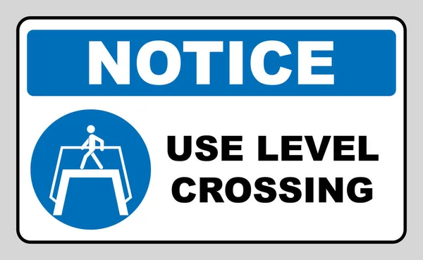 レベル交差標識を使用してください。青色の必須記号。歩行者横断歩道。白いベクトル図。白シンプルなピクトグラム. — ストックベクタ