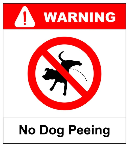 Warning forbidden sign no dog peeing. Vector illustration isolated on white. Red prohibition symbol for public places. No pissing dog icon — Stock Vector