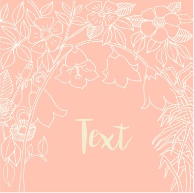 Elle çizilmiş mektup kartı dekoratif çerçeve çiçek, vektör çizim ile