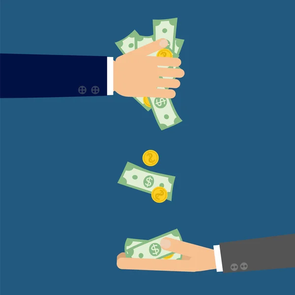 Flat hands with money — Stock Vector