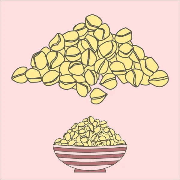 Chickpea pile isolated and in a bowl — Stock Vector