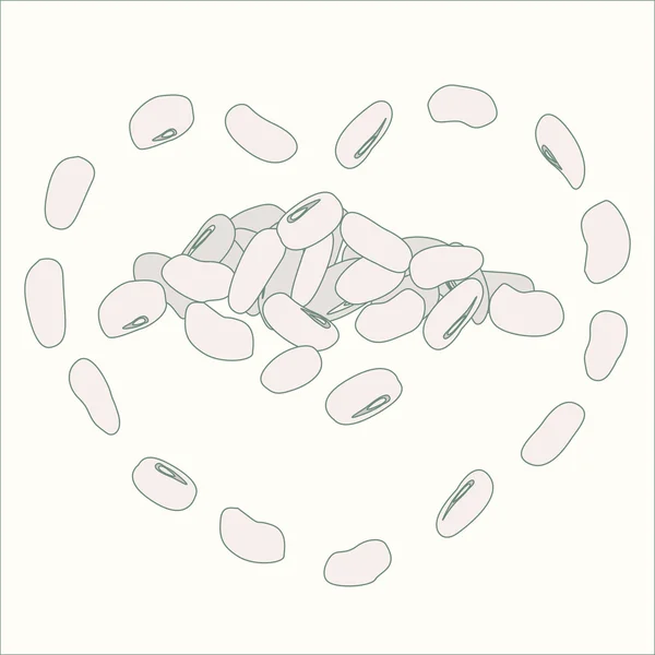 Frijoles en una pila y formando forma de corazón — Vector de stock