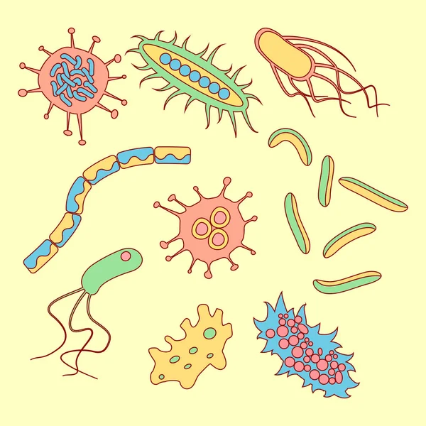 さまざまな細菌の種類 — ストックベクタ