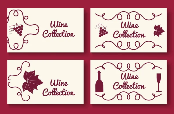 Şarap koleksiyonu kartı şablon kümesi — Stok Vektör