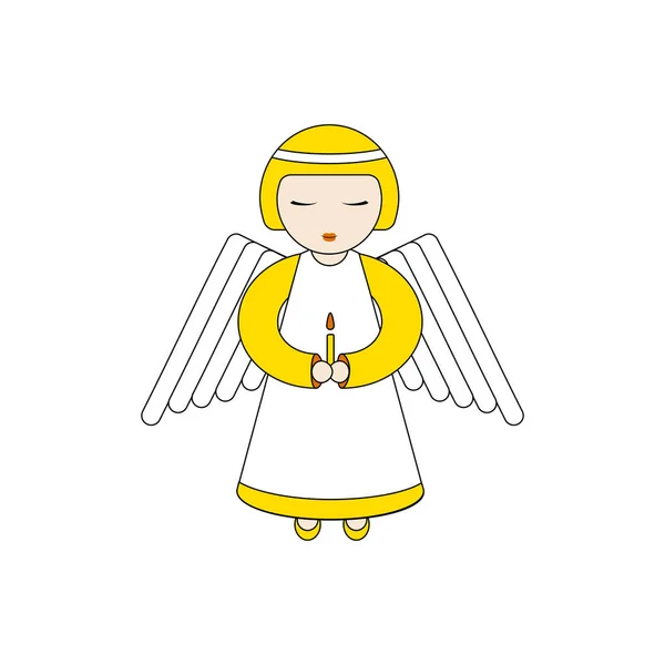 Angel character praying with a candle — Stock Vector