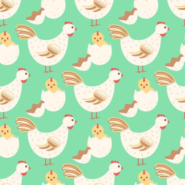 tavuk ve bebek tavuk seamless modeli