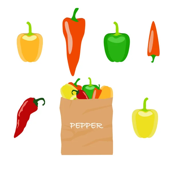 Peppar i brun papperspåse — Stock vektor