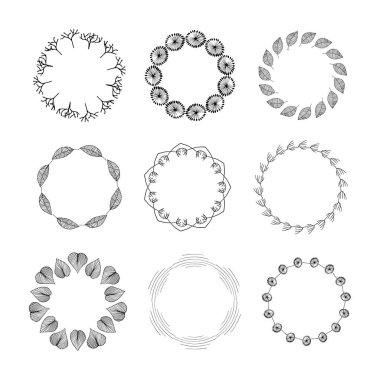 çizilmiş vektör dairesel dekoratif çerçeveler el