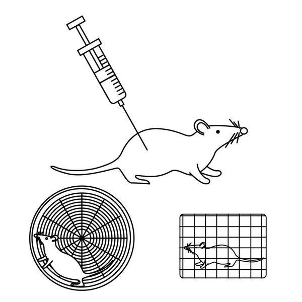 Ratón en experimentos de laboratorio — Vector de stock