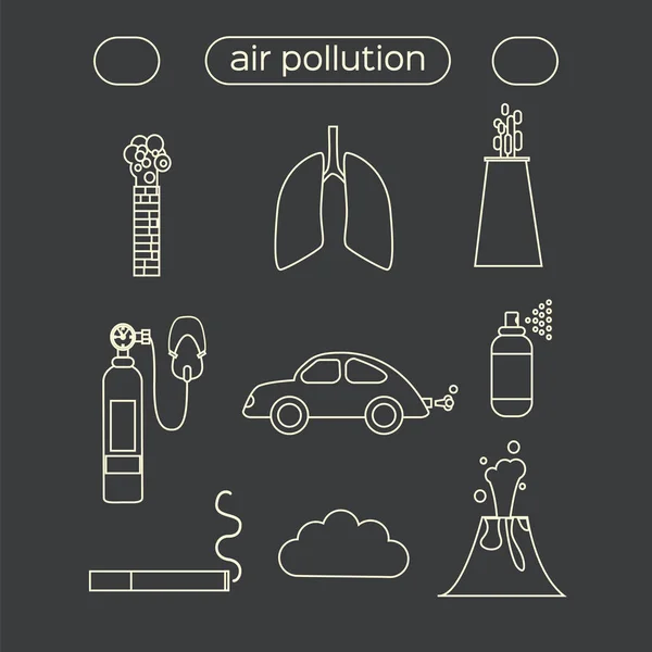 공기 오염 아이콘 세트 — 스톡 벡터