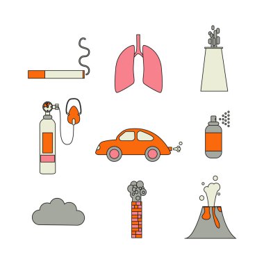 Hava kirliliği Icon set