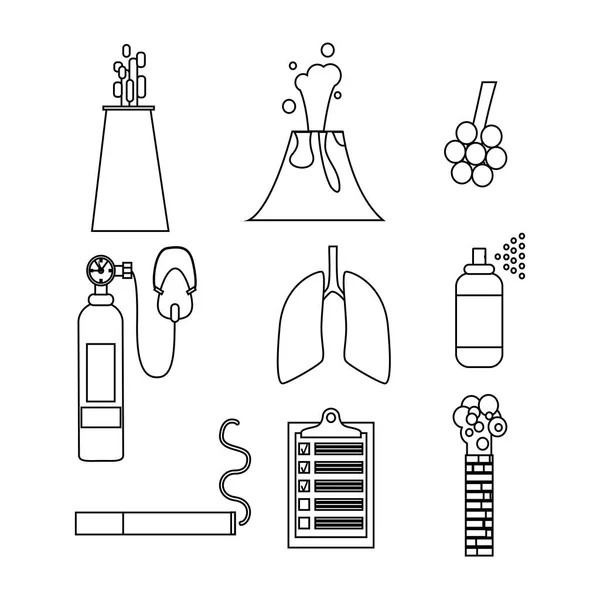 Sada ikon znečištění vzduchu — Stockový vektor