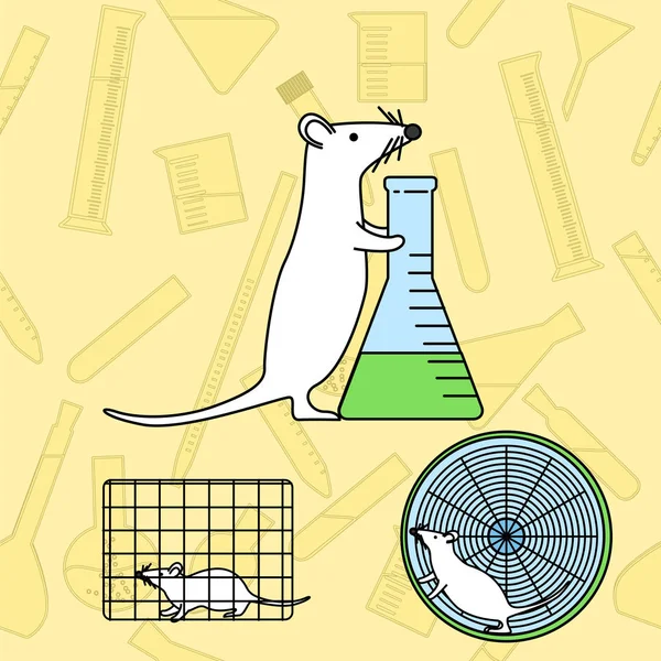 Ratón en experimentos de laboratorio — Archivo Imágenes Vectoriales