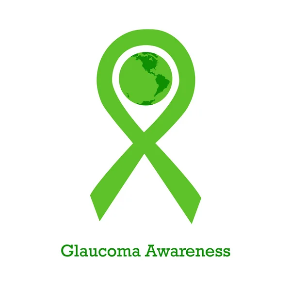 Sinal de consciência glaucoma fita verde —  Vetores de Stock