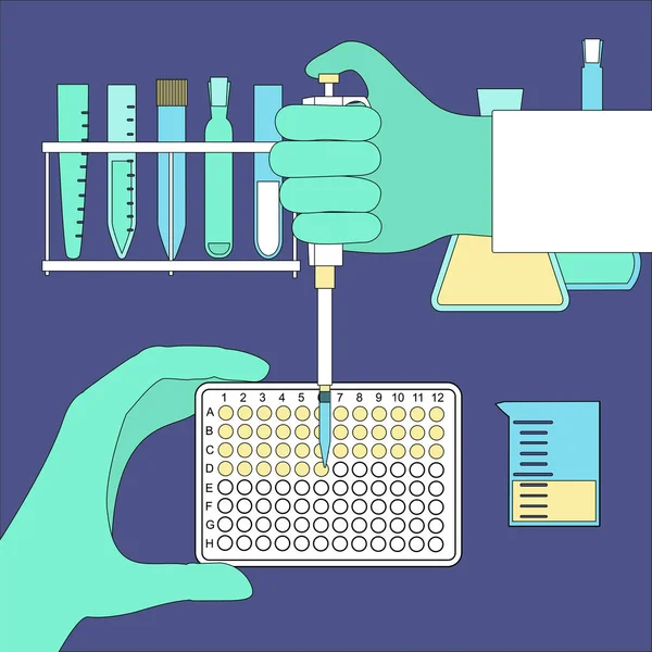 手拿着 pcr 板 — 图库矢量图片