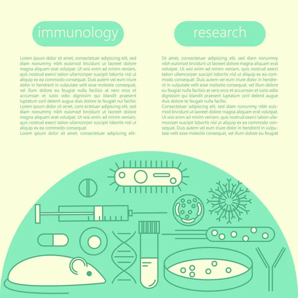 Ikon penelitian imunologi - Stok Vektor