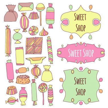 Elle çizilmiş şeker seti