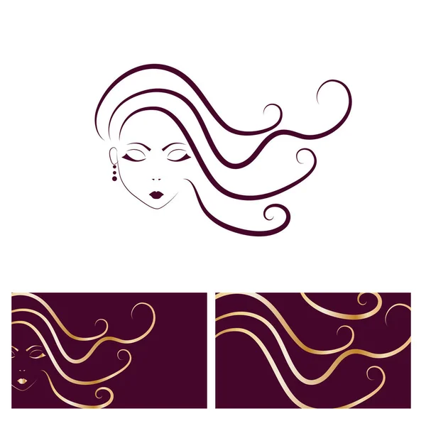 Beauté cheveux visage femme silhouette — Image vectorielle