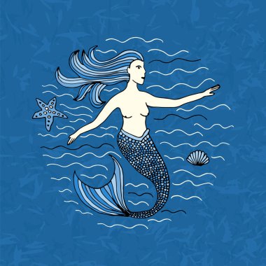 Deniz kızı elle çizilmiş