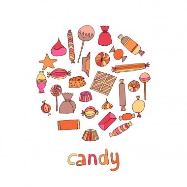 Elle çizilmiş şeker seti