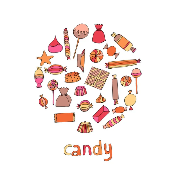 Conjunto de doces desenhados à mão — Vetor de Stock