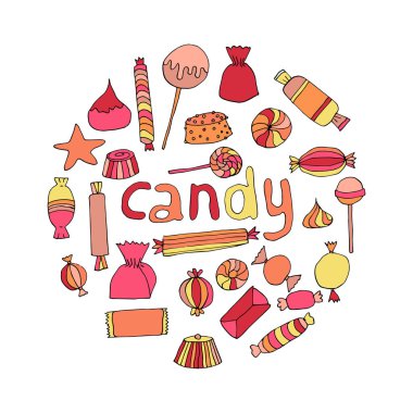 Elle çizilmiş şeker seti