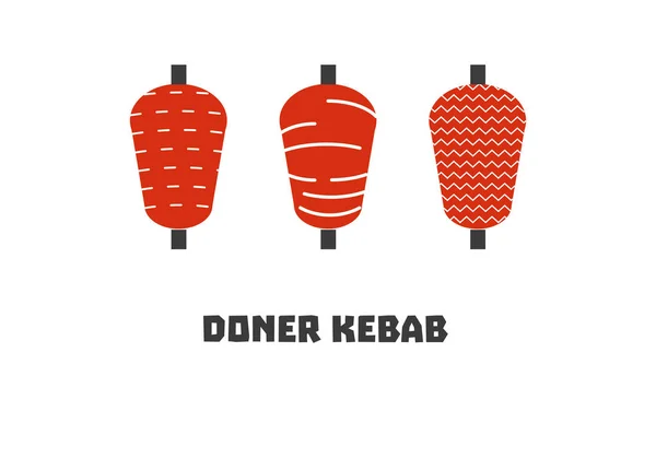 Conjunto de iconos de kebab doner — Vector de stock