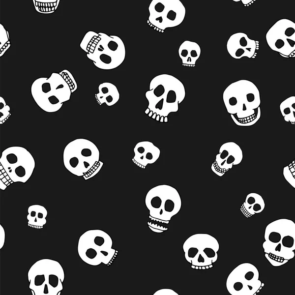 Calavera dibujada a mano patrón sin costura — Archivo Imágenes Vectoriales