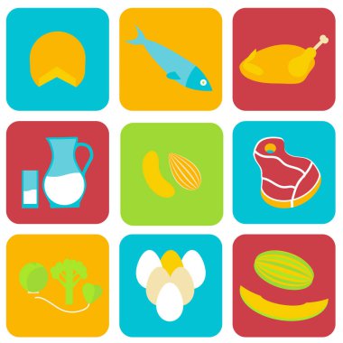 Listeria kontamine gıda simge seti.