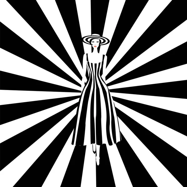 Modèle de mode en noir et blanc — Image vectorielle