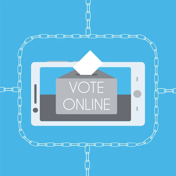 Blockchain concepto de votación en línea — Vector de stock