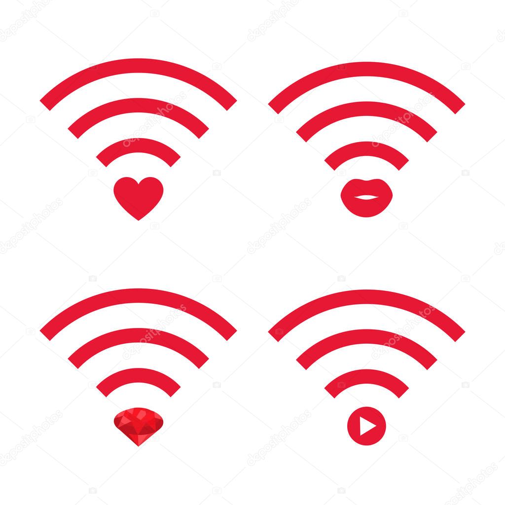 Wifi fashion vlog logo set. Stock vector illustration for video blogging broadcast, social media channel, live stream in glamour style