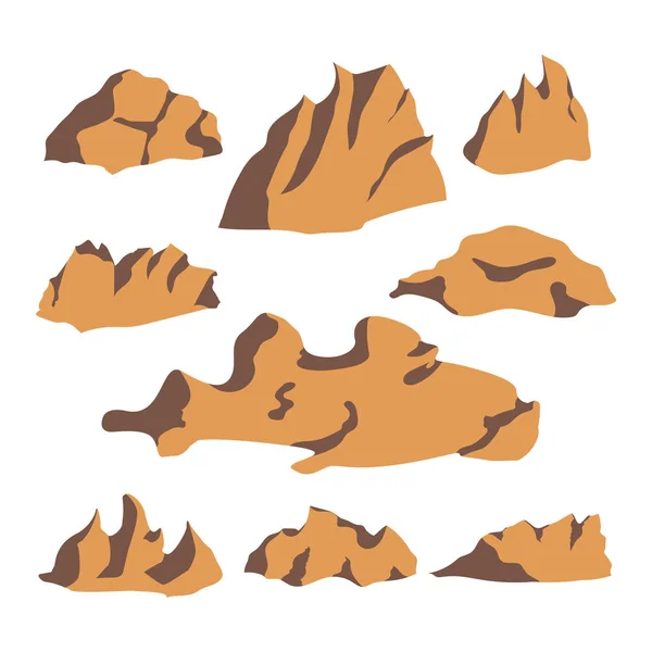 Brown stone rock set — Stock Vector
