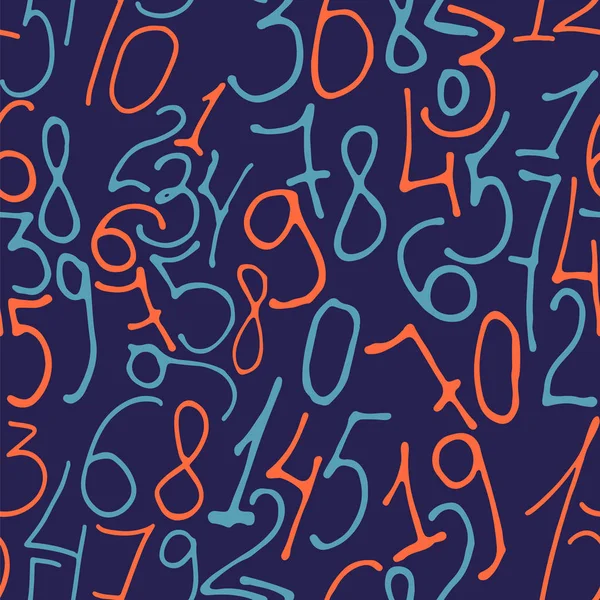 Numéros dessinés à la main motif sans couture — Image vectorielle