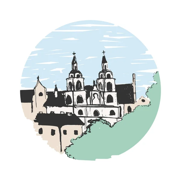 Minsk boceto de la iglesia — Vector de stock