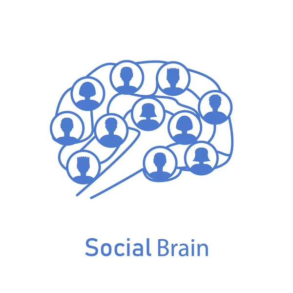 Społecznego mózgu ludzkiego ikonami — Wektor stockowy